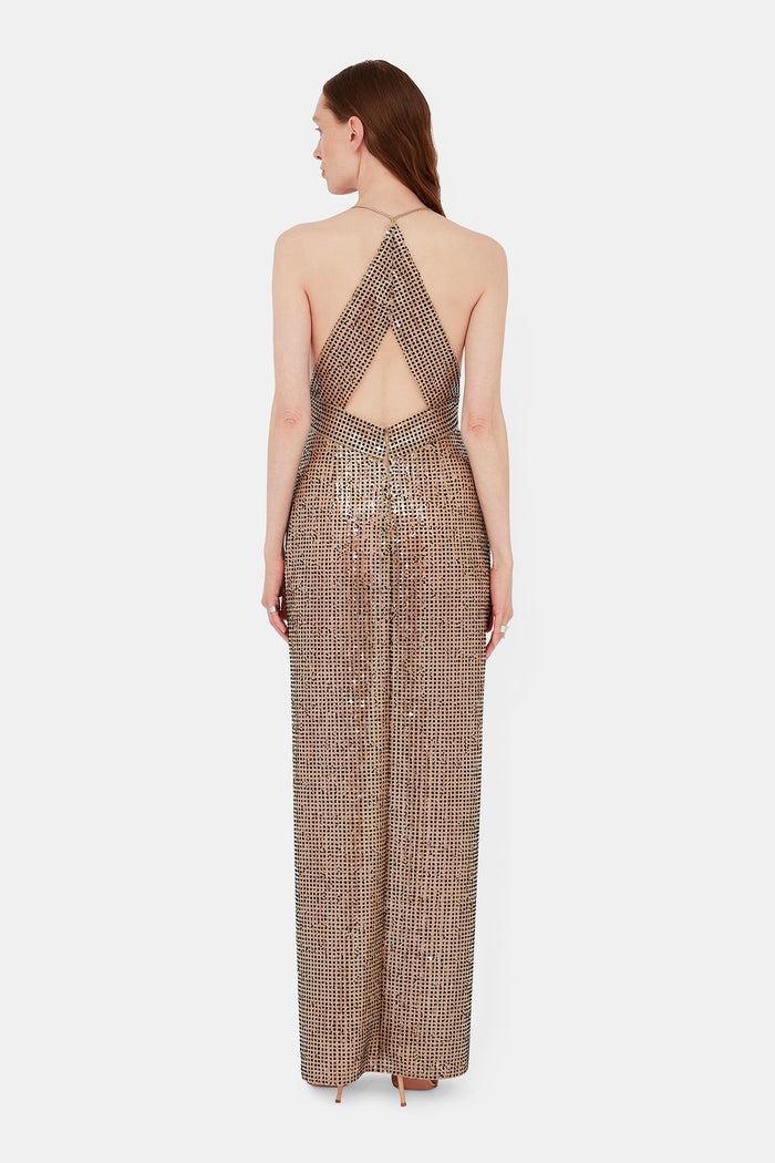 Galvan London Sheer Prism Dress - Beige