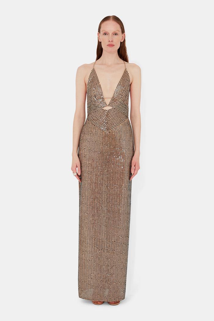 galvan london Sheer Prism Dress - Beige