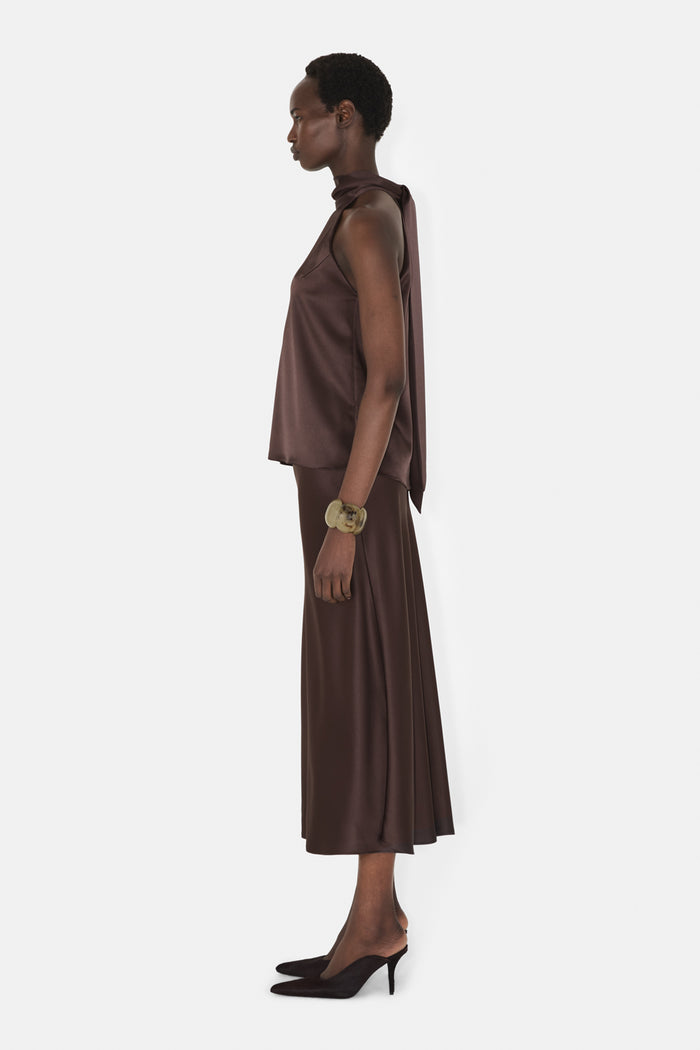 Galvan London SIENNA TOP - CHOCOLATE