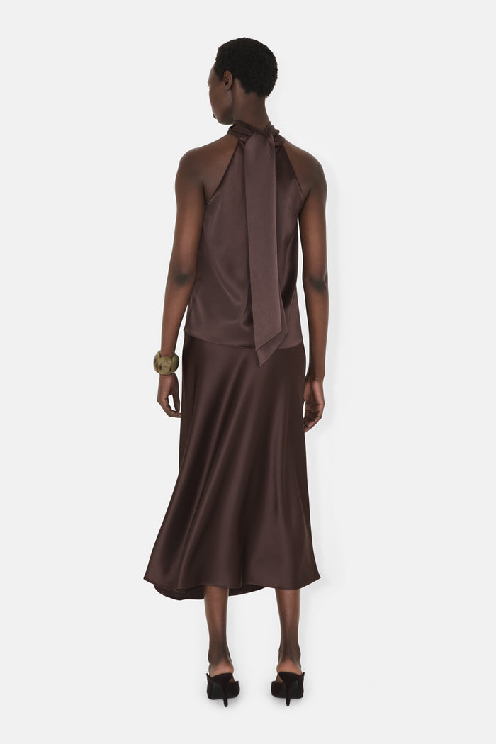 Galvan London SIENNA TOP - CHOCOLATE