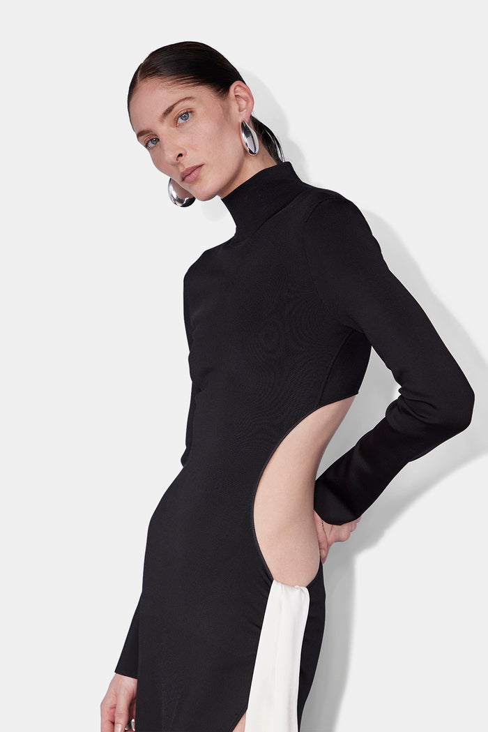 Galvan London Twisted Cindy Dress - Black & White