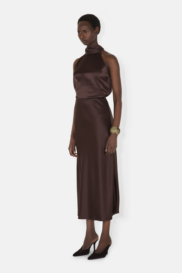 Galvan London VALLETTA SKIRT - CHOCOLATE