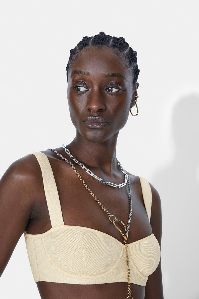 Galvan London Velvet Nyx Bralette - Vanilla