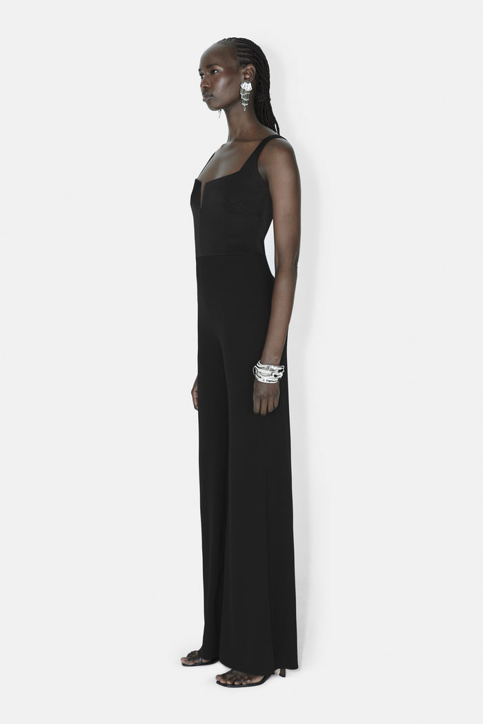 Galvan London Wide Leg Corset Jumpsuit - Black