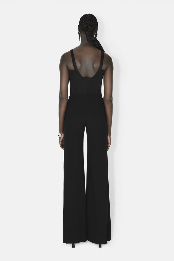 Galvan London Wide Leg Corset Jumpsuit - Black