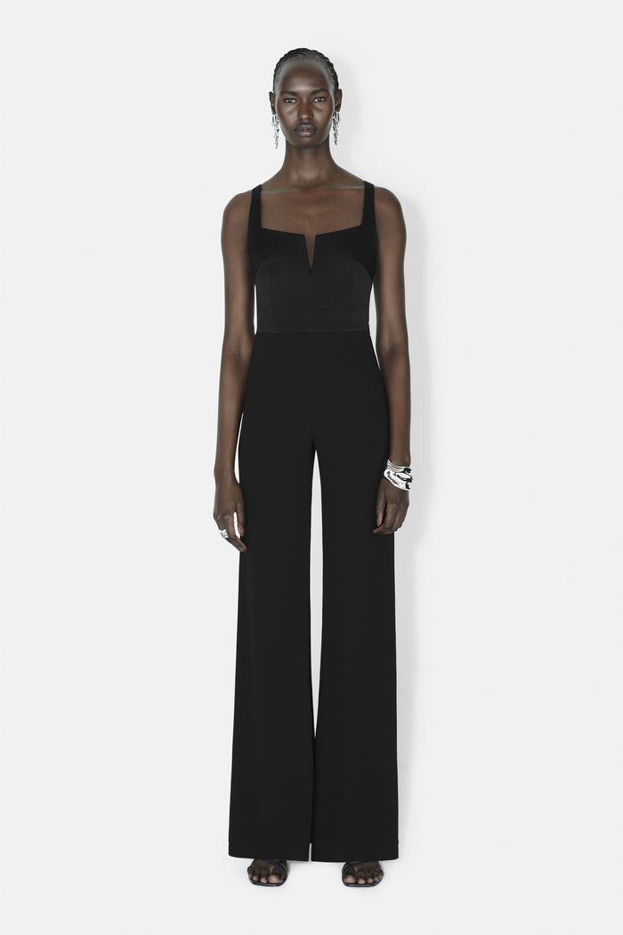 galvan london Wide Leg Corset Jumpsuit - Black