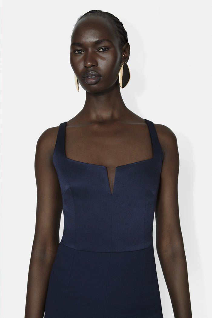 Galvan London Wide Leg Corset Jumpsuit - Midnight