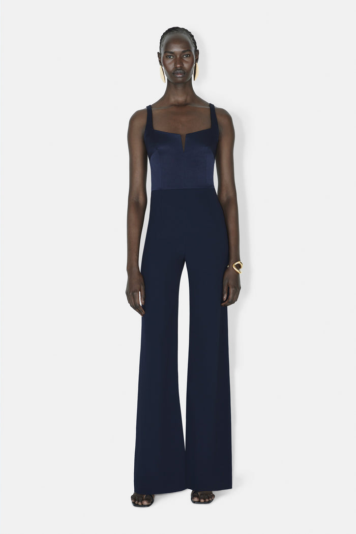 galvan london Wide Leg Corset Jumpsuit - Midnight