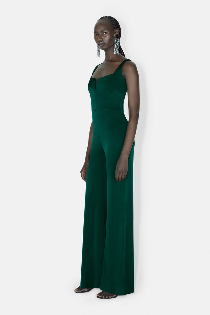 Galvan London Wide Leg Corset Jumpsuit - Pine