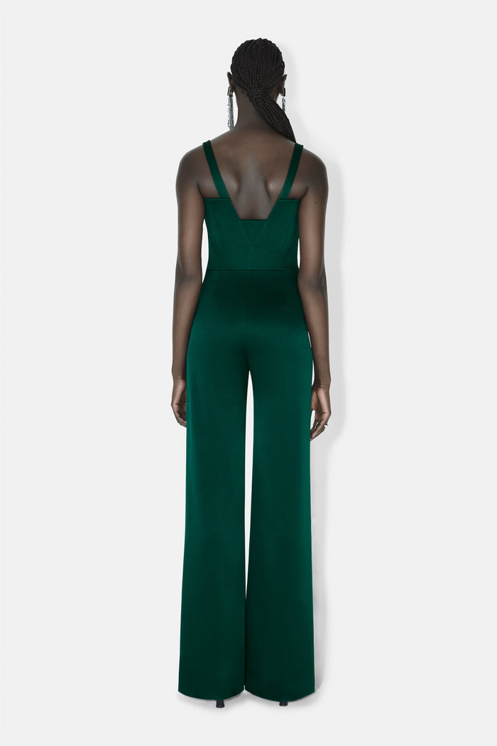 Galvan London Wide Leg Corset Jumpsuit - Pine