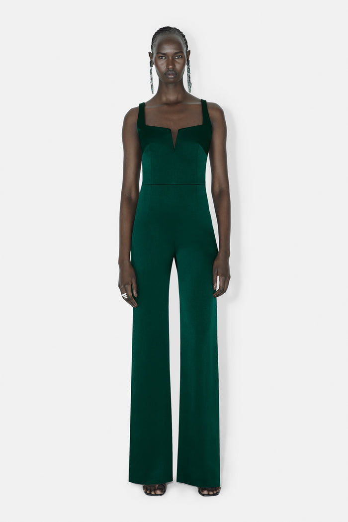 galvan london Wide Leg Corset Jumpsuit - Pine