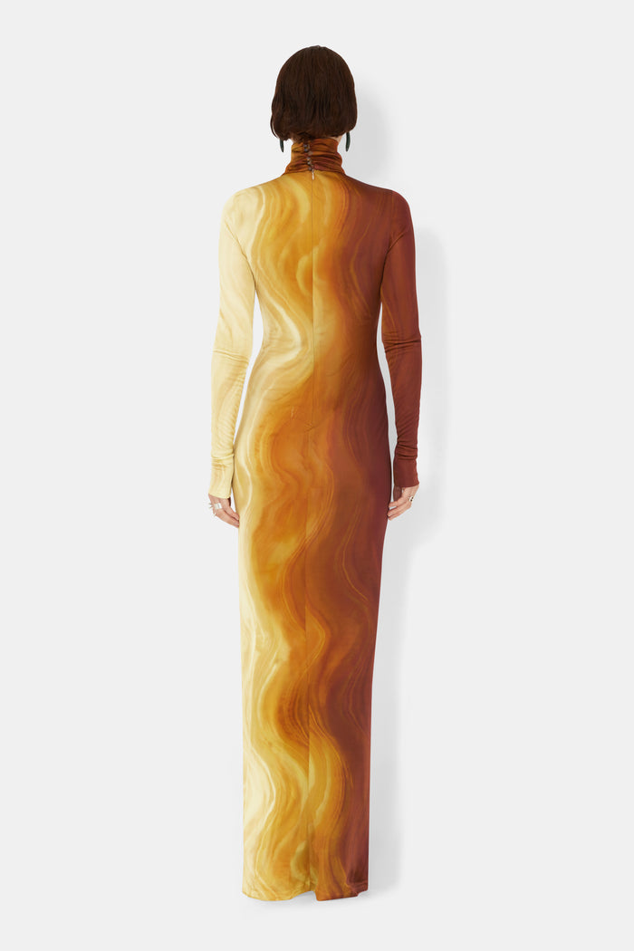 Galvan London Marble Jersey Dress - Marble Salt Print