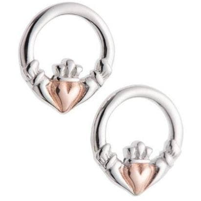 galway crystal Claddagh Earrings Sterling Silver & Rose Gold