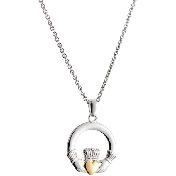 galway crystal Claddagh Pendant Sterling Silver & Gold