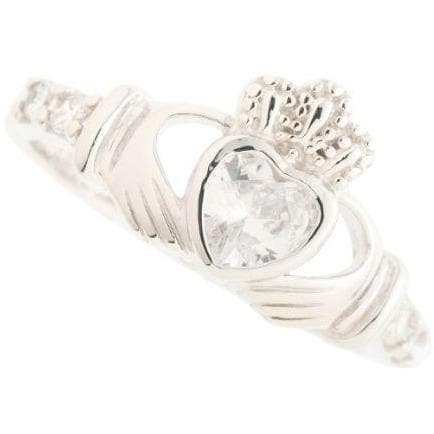 galway crystal Crystal Claddagh Bezel Sterling Silver Ring