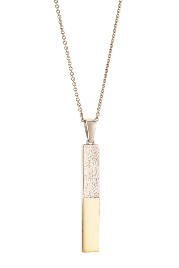 galway crystal Dual Tone Bar Sterling Silver & Gold Pendant