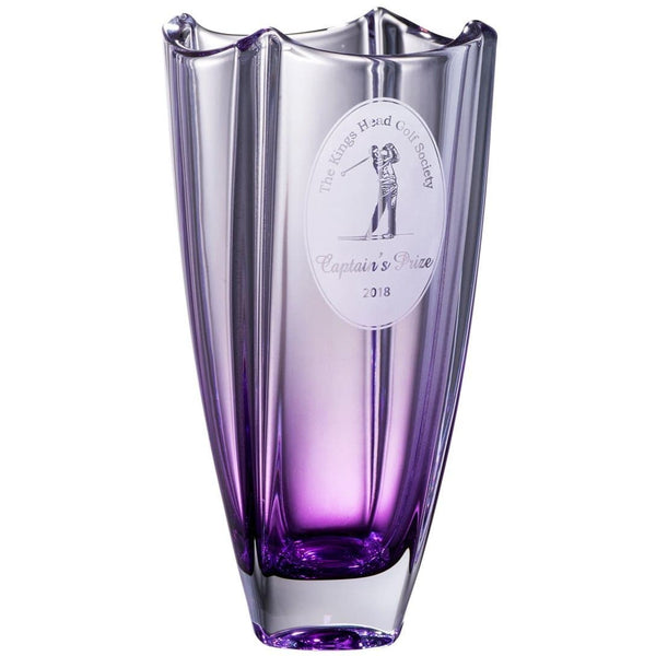 galway crystal Engraved Amethyst Dune 10" Square Vase