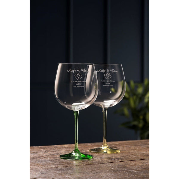 galway crystal Engraved Gin & Tonic Glass Pair- Lemon & Lime