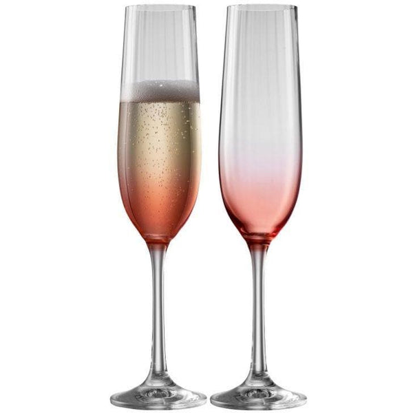 galway crystal Erne Champagne Flute Glass Pair Blush