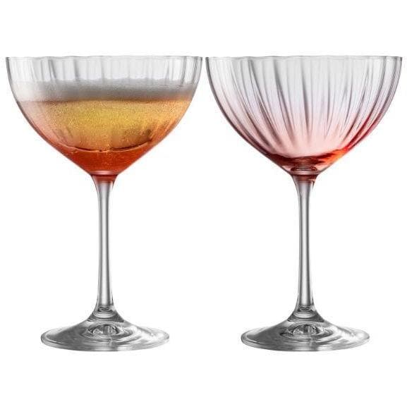 galway crystal Erne Champagne Saucer Glass Pair Blush