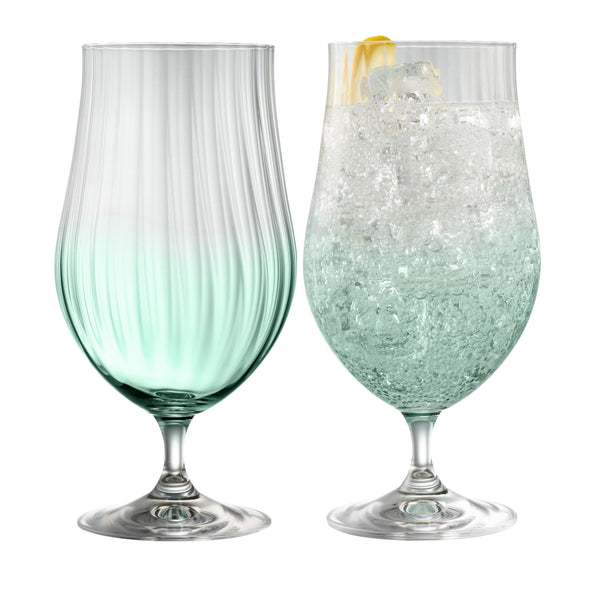 galway crystal Erne Craft Beer/ Cocktail Glass Pair Aqua