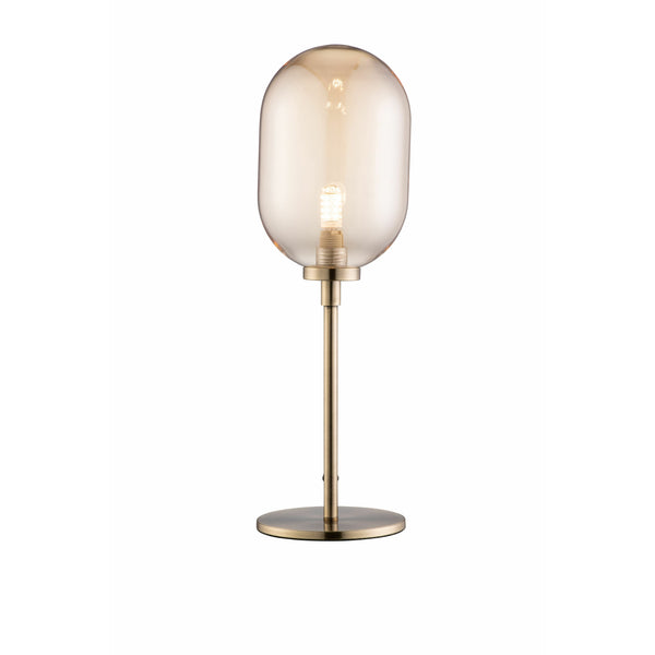 galway crystal Amber Glass & Brass Stem Lamp