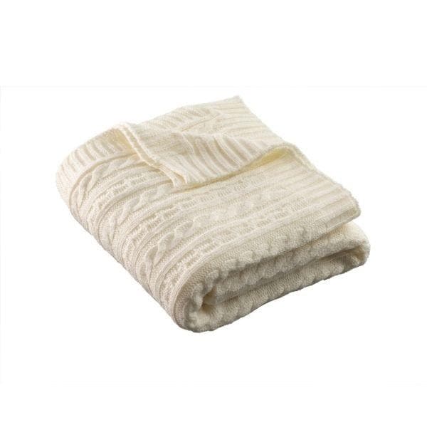 galway crystal Aran Knit Throw - Soft White