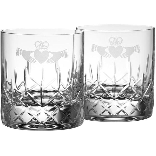 galway crystal Claddagh Whiskey Glass Pair