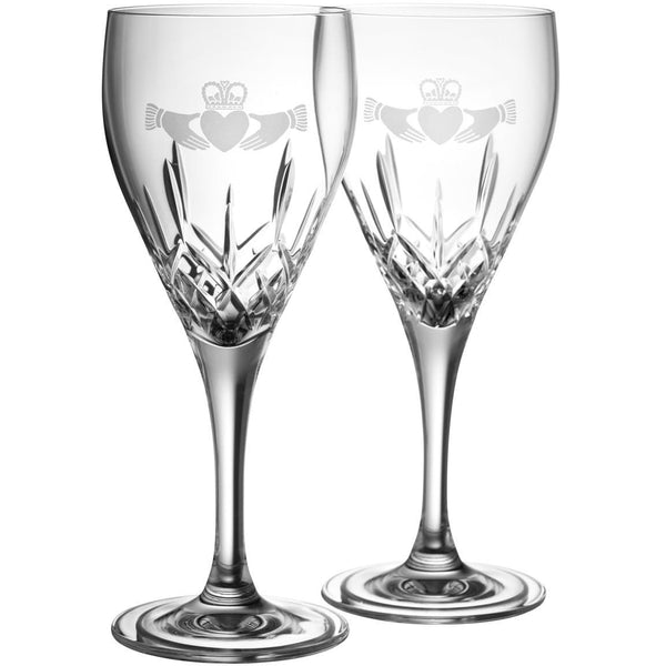galway crystal Claddagh White Glass Pair