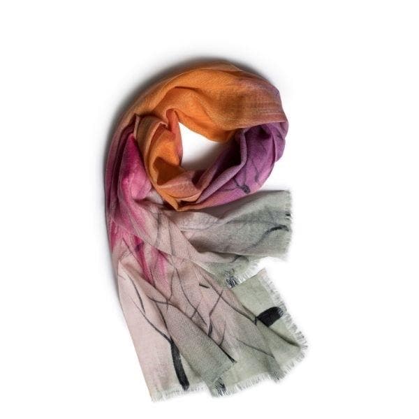 galway crystal Dusk Pink & Orange Merino Wool Scarf
