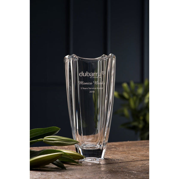 galway crystal Engraved Dune 10" Square Vase