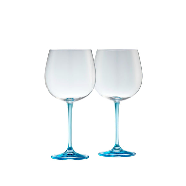 galway crystal Engraved Gin & Tonic Glass Pair - Blue