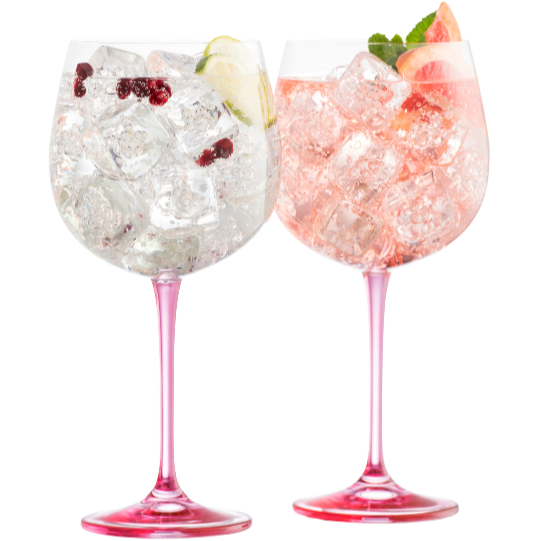 galway crystal Engraved Gin & Tonic Glass Pair - Pink
