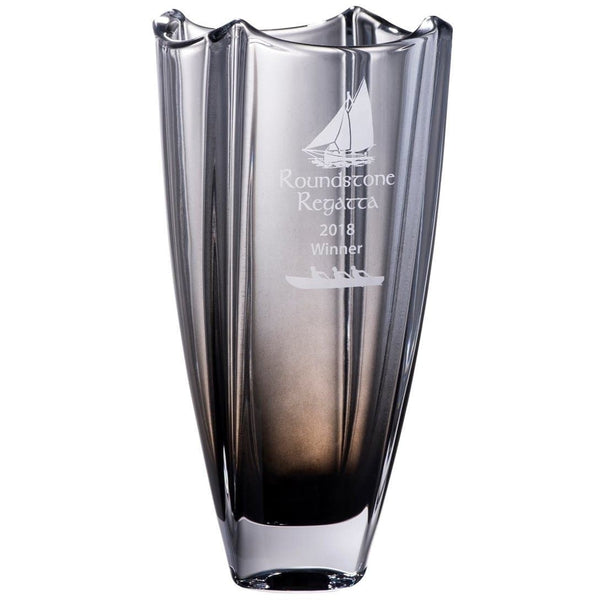 galway crystal Engraved Onyx Dune 10" Square Vase