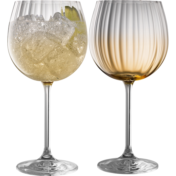 galway crystal Erne Gin & Tonic Glass Pair Amber