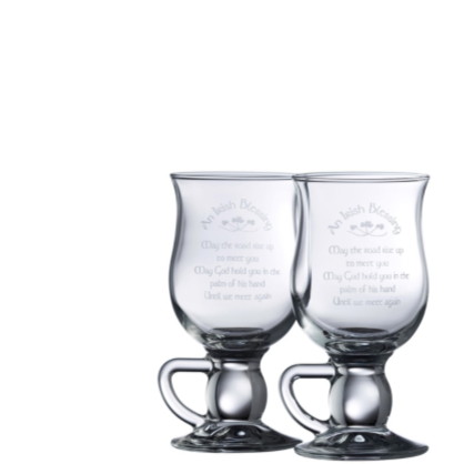 galway crystal Irish Blessing Latte Pair