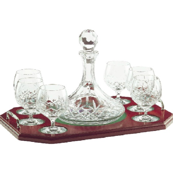 galway crystal Longford Brandy Decanter Tray Set