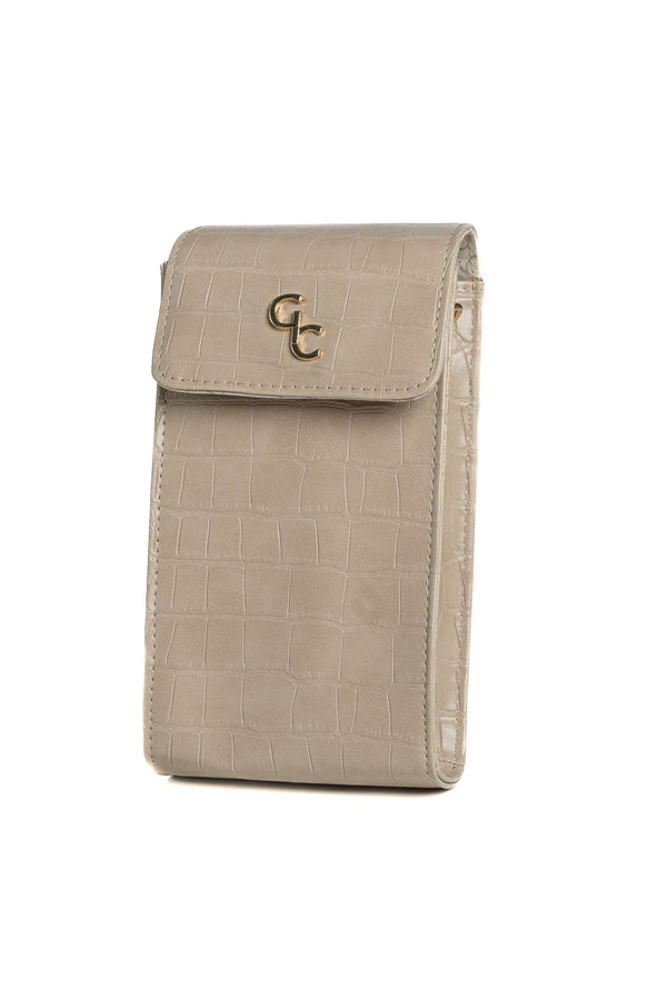 galway crystal Mini Crossbody - Taupe Croc Detail