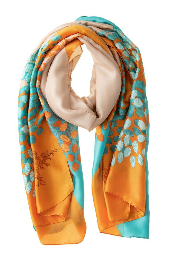 galway crystal Orange & Turquoise Polyester Scarf