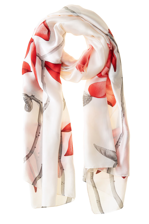 galway crystal Red Lillies Polyester Scarf