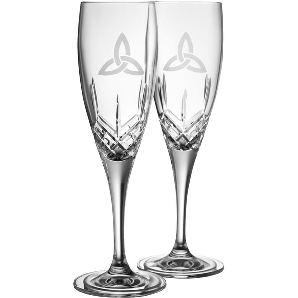 galway crystal Trinity Knot Flute Glass Pair