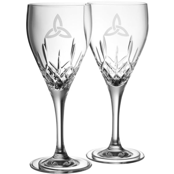galway crystal Trinity Knot White Wine Glass Pair