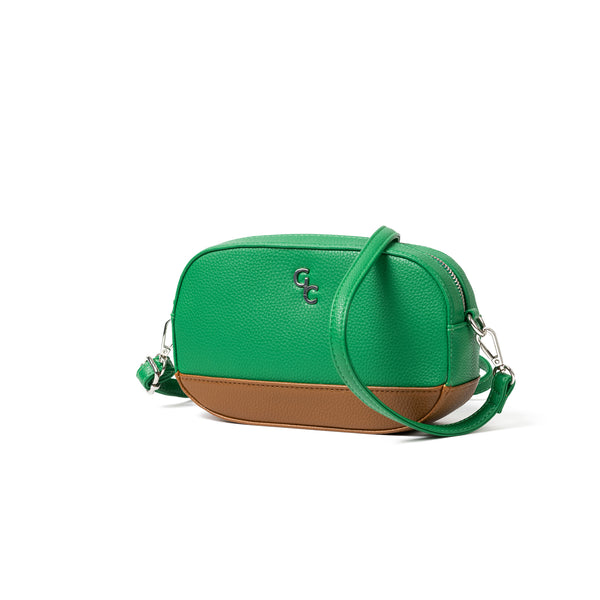 galway crystal Two Tone Cross Body Bag - Green & Tan