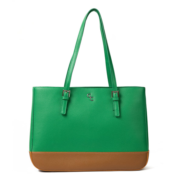 galway crystal Two Tone Large Tote - Green & Tan