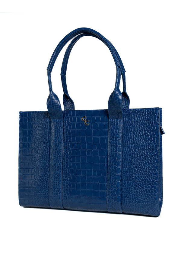 galway crystal XL Tote Atlantic Blue Croc Detail