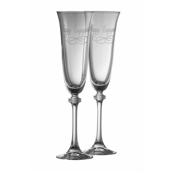 galway crystal Happy Engagement Liberty Flute Glass Pair