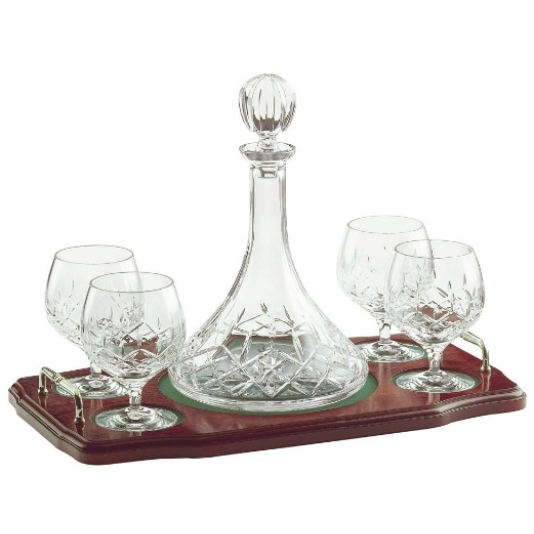 galway crystal Longford Miniature Brandy Decanter Tray Set