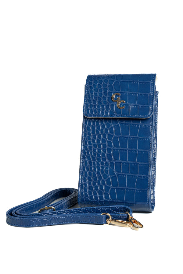 galway crystal Mini Crossbody - Atlantic Blue Croc Detail