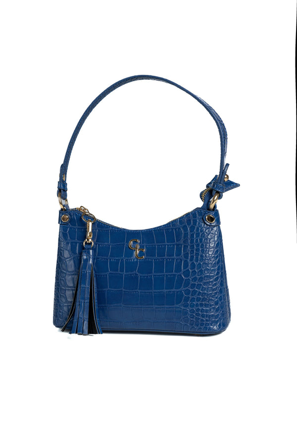 galway crystal Mini Shoulder Bag - Atlantic Blue Croc Detail