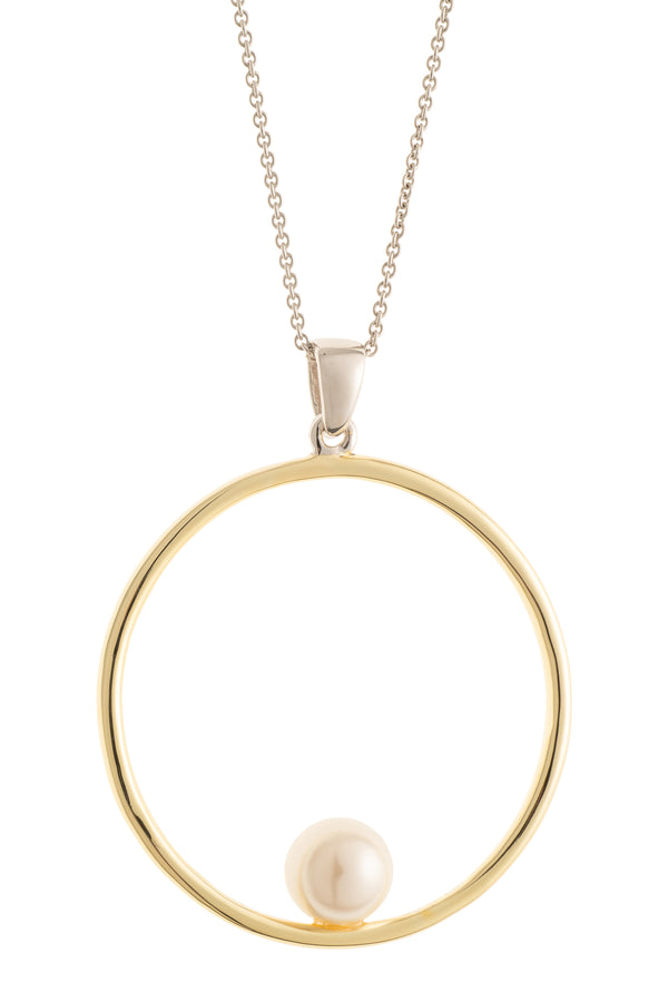 galway crystal Pearl Hoop Sterling Silver & Gold Pendant